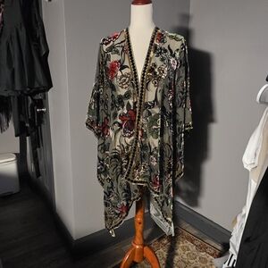 Urban Outfitters Floral Burnout Kimono One Size Fits All